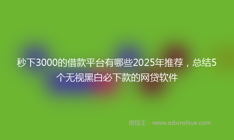秒下3000的借款平台有哪些2025年推荐，总结5个无视黑白必下款的网贷软件