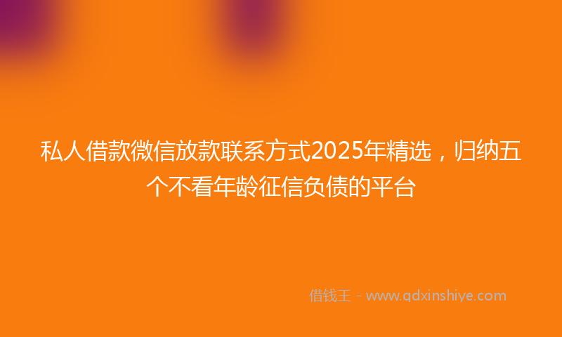 私人借款微信放款联系方式2025年精选，归纳五个不看年龄征信负债的平台