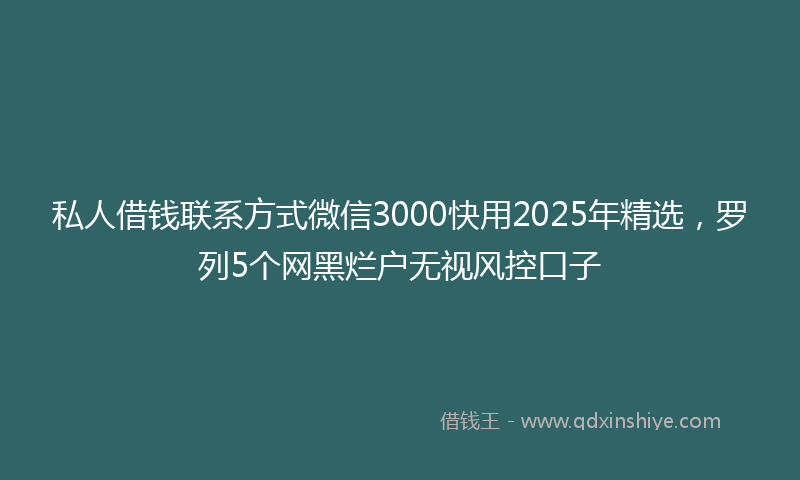 私人借钱联系方式微信3000快用2025年精选,罗列5个网黑烂户无视风控口子