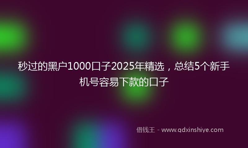 秒过的黑户1000口子2025年精选，总结5个新手机号容易下款的口子