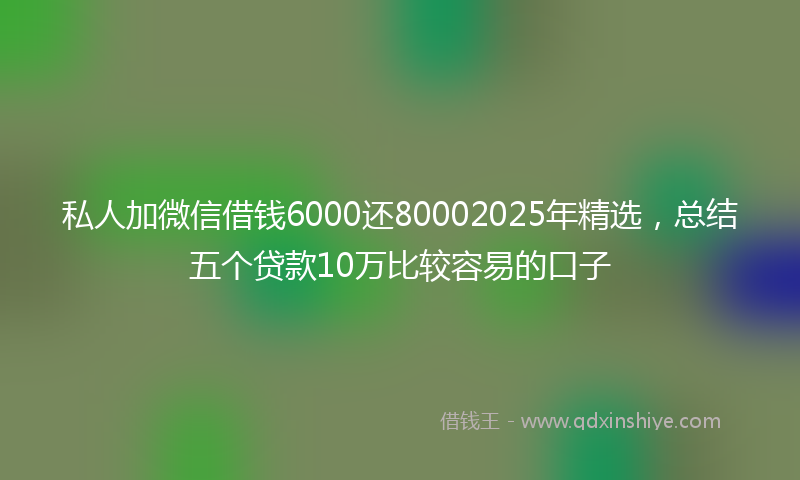 私人加微信借钱6000还80002025年精选，总结五个贷款10万比较容易的口子