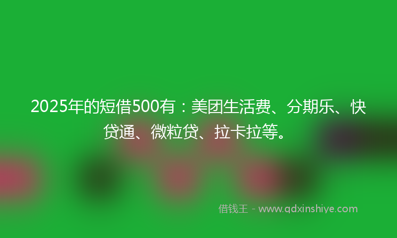 2025年的短借500有：美团生活费、分期乐、快贷通、微粒贷、拉卡拉等。