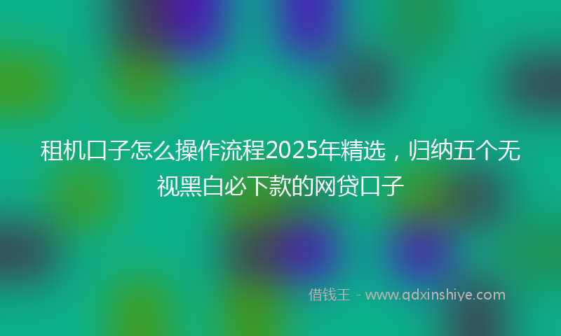 租机口子怎么操作流程2025年精选，归纳五个无视黑白必下款的网贷口子