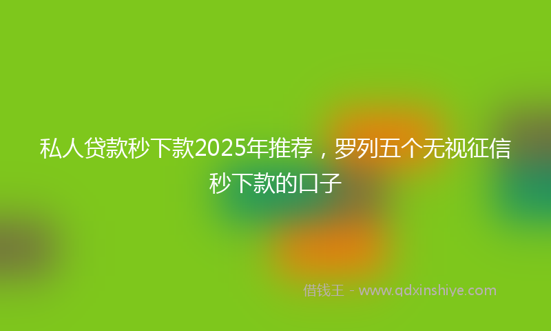 私人贷款秒下款2025年推荐，罗列五个无视征信秒下款的口子