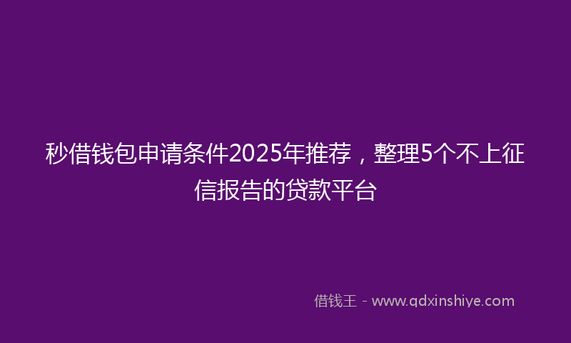 秒借钱包申请条件2025年推荐，整理5个不上征信报告的贷款平台