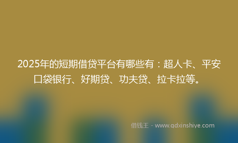 2025年的短期借贷平台有哪些有：超人卡、平安口袋银行、好期贷、功夫贷、拉卡拉等。