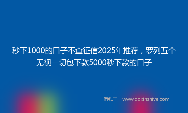 秒下1000的口子不查征信2025年推荐，罗列五个无视一切包下款5000秒下款的口子