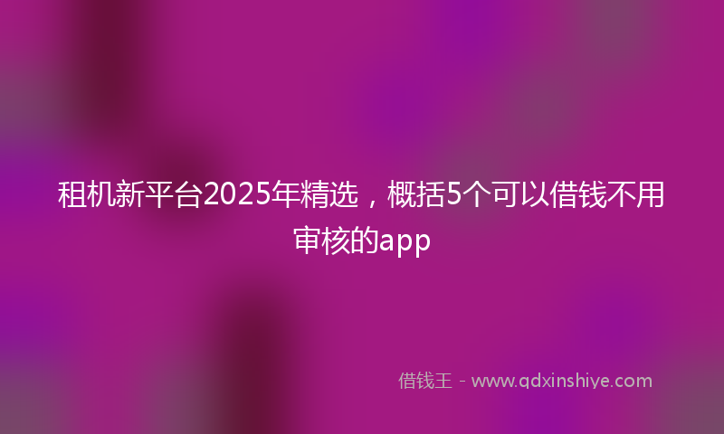 租机新平台2025年精选，概括5个可以借钱不用审核的app