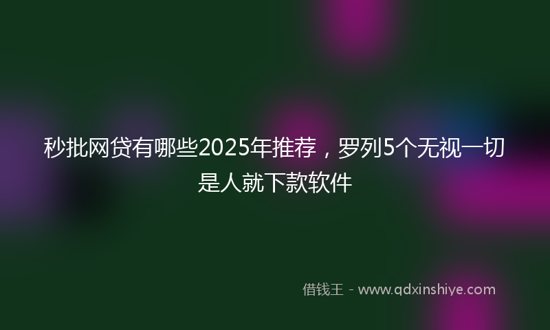 秒批网贷有哪些2025年推荐，罗列5个无视一切是人就下款软件