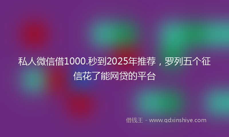 私人微信借1000.秒到2025年推荐，罗列五个征信花了能网贷的平台
