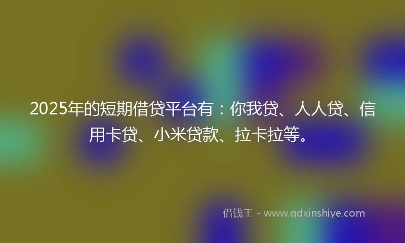 2025年的短期借贷平台有：你我贷、人人贷、信用卡贷、小米贷款、拉卡拉等。