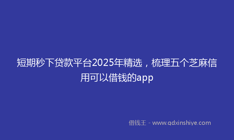 短期秒下贷款平台2025年精选，梳理五个芝麻信用可以借钱的app