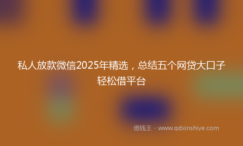 私人放款微信2025年精选，总结五个网贷大口子轻松借平台