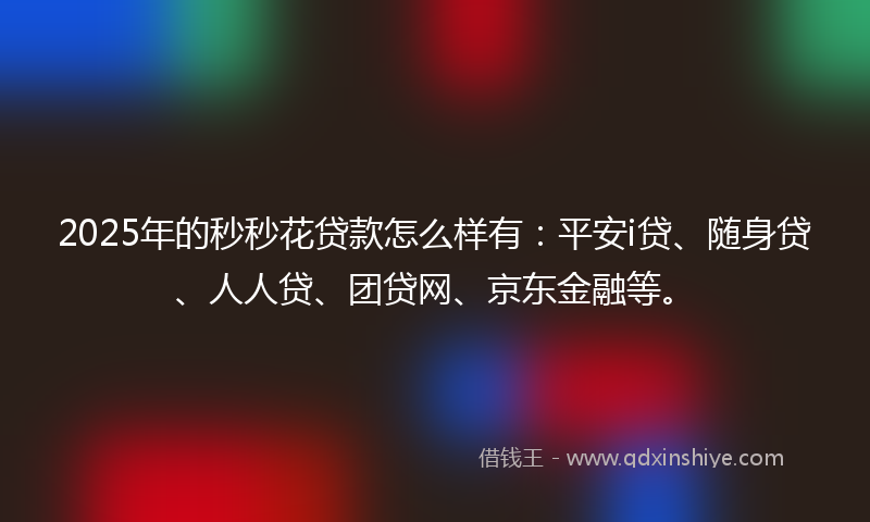 2025年的秒秒花贷款怎么样有：平安i贷、随身贷、人人贷、团贷网、京东金融等。