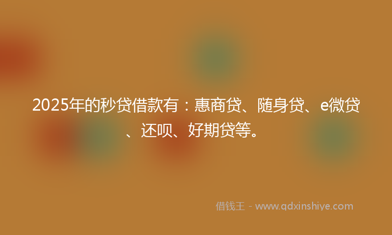 2025年的秒贷借款有：惠商贷、随身贷、e微贷、还呗、好期贷等。
