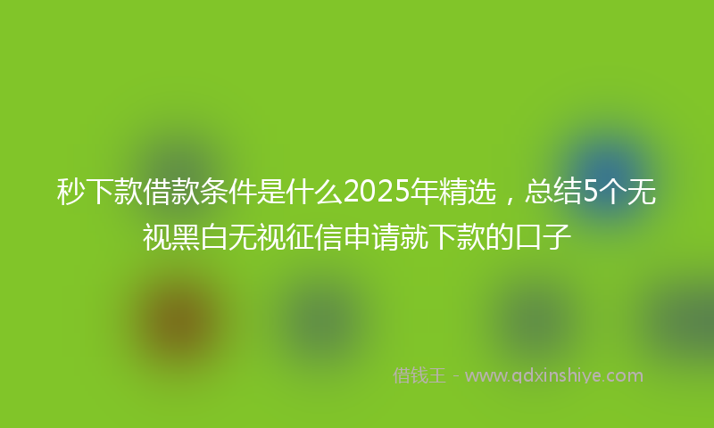 秒下款借款条件是什么2025年精选，总结5个无视黑白无视征信申请就下款的口子