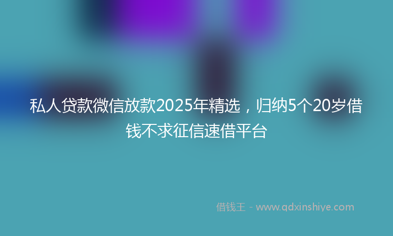 私人贷款微信放款2025年精选，归纳5个20岁借钱不求征信速借平台
