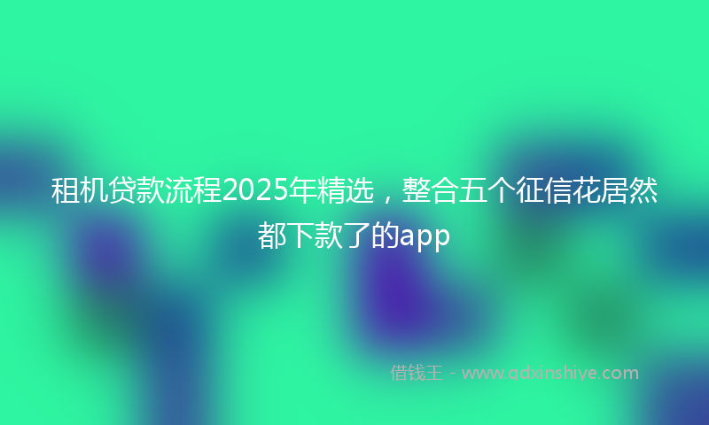 租机贷款流程2025年精选，整合五个征信花居然都下款了的app