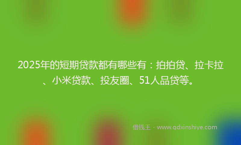 2025年的短期贷款都有哪些有：拍拍贷、拉卡拉、小米贷款、投友圈、51人品贷等。