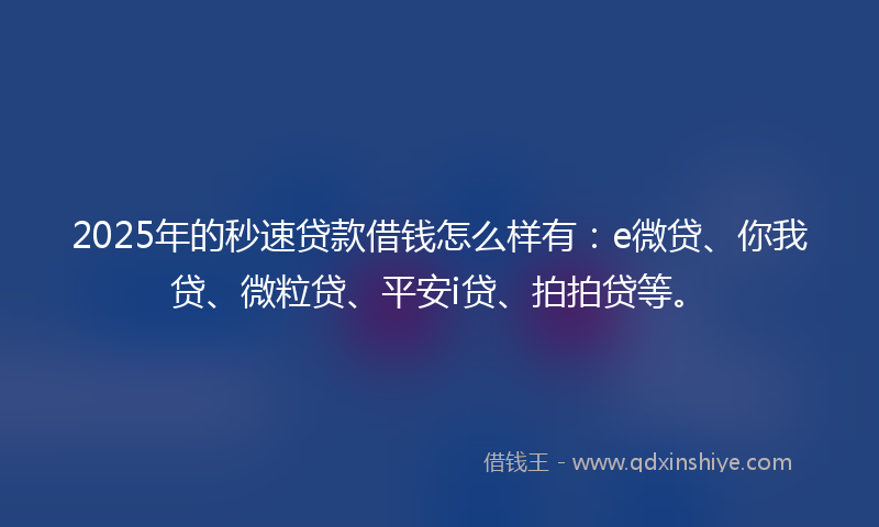 2025年的秒速贷款借钱怎么样有：e微贷、你我贷、微粒贷、平安i贷、拍拍贷等。