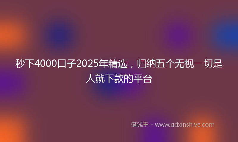 秒下4000口子2025年精选，归纳五个无视一切是人就下款的平台