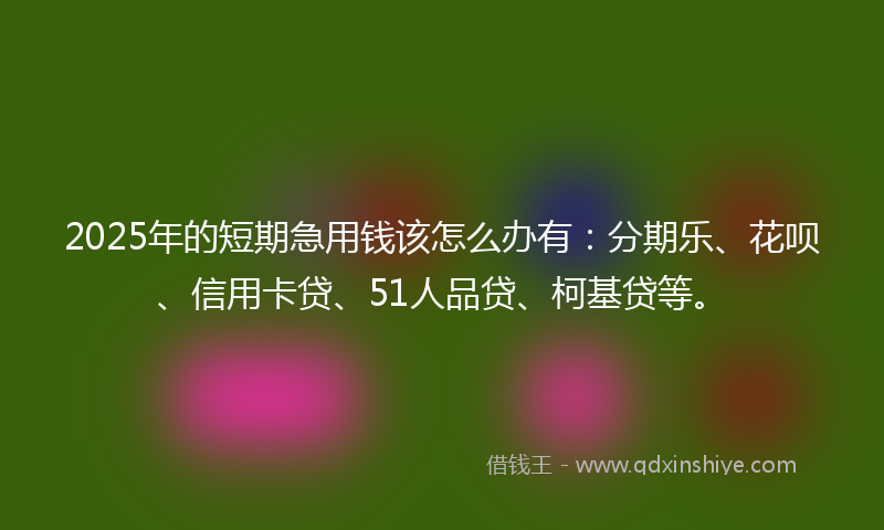 2025年的短期急用钱该怎么办有：分期乐、花呗、信用卡贷、51人品贷、柯基贷等。