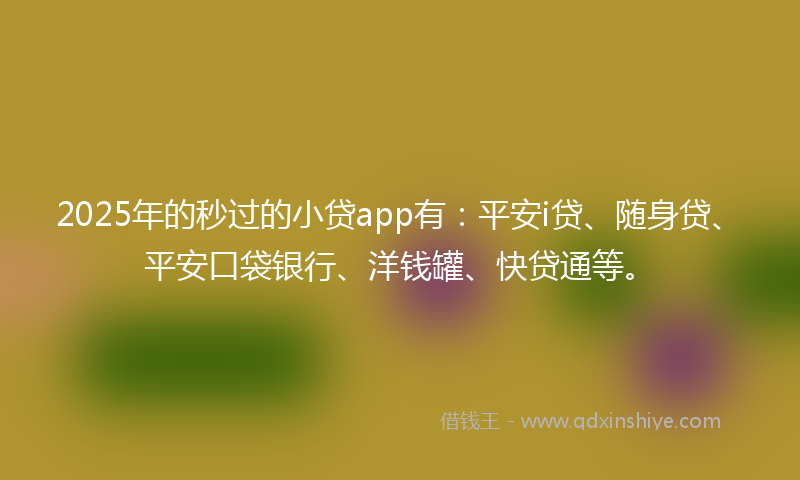 2025年的秒过的小贷app有：平安i贷、随身贷、平安口袋银行、洋钱罐、快贷通等。