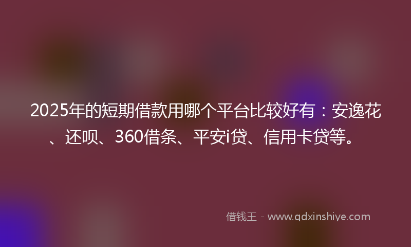 2025年的短期借款用哪个平台比较好有：安逸花、还呗、360借条、平安i贷、信用卡贷等。