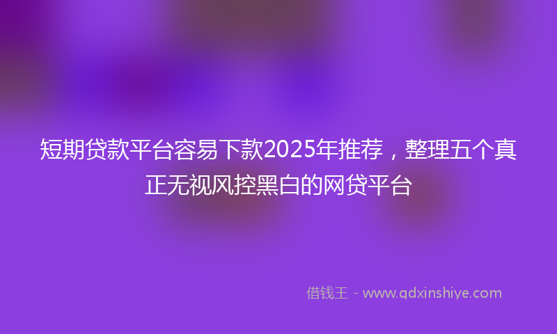 短期贷款平台容易下款2025年推荐,整理五个真正无视风控黑白的网贷平台