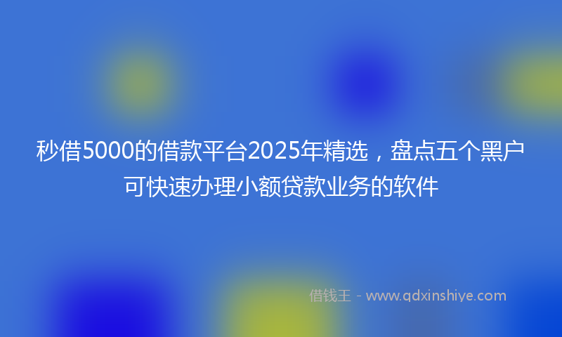 秒借5000的借款平台2025年精选，盘点五个黑户可快速办理小额贷款业务的软件