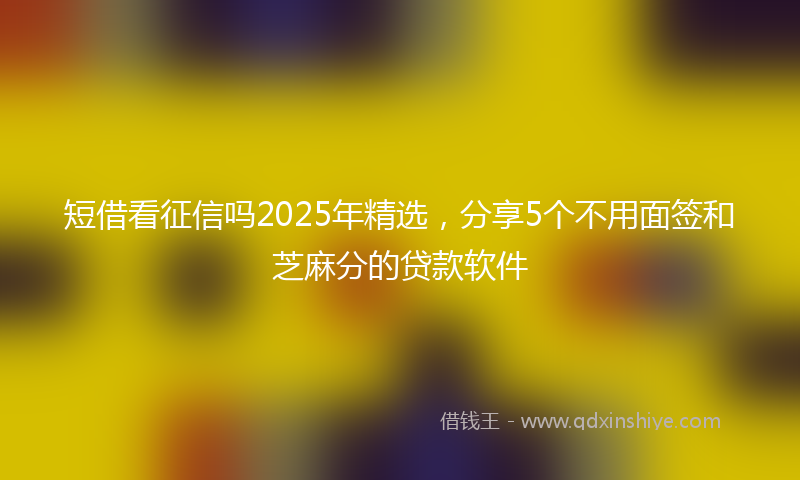 短借看征信吗2025年精选，分享5个不用面签和芝麻分的贷款软件