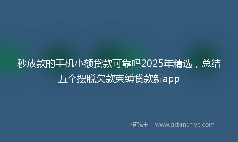 秒放款的手机小额贷款可靠吗2025年精选，总结五个摆脱欠款束缚贷款新app
