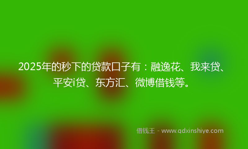 2025年的秒下的贷款口子有：融逸花、我来贷、平安i贷、东方汇、微博借钱等。