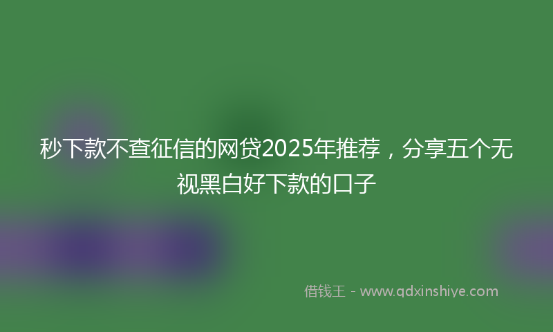 秒下款不查征信的网贷2025年推荐，分享五个无视黑白好下款的口子