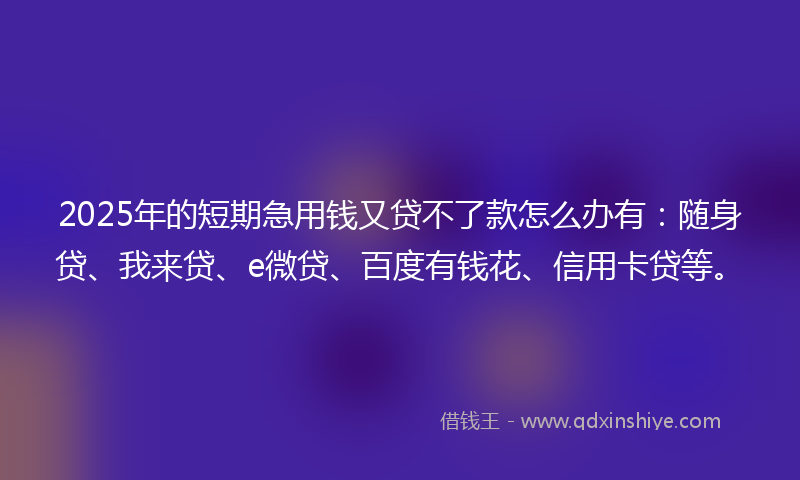 2025年的短期急用钱又贷不了款怎么办有：随身贷、我来贷、e微贷、百度有钱花、信用卡贷等。