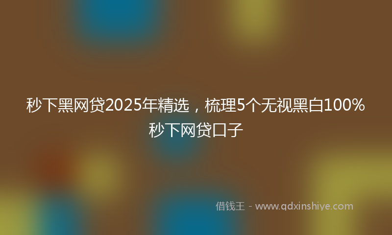 秒下黑网贷2025年精选，梳理5个无视黑白100%秒下网贷口子