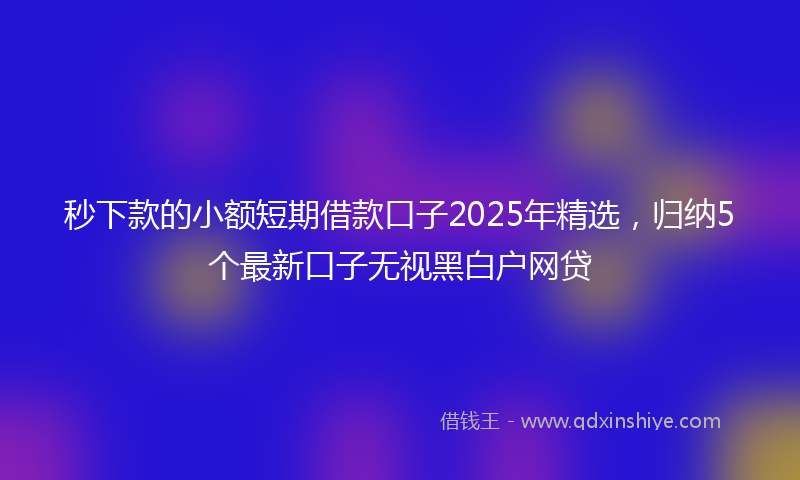 秒下款的小额短期借款口子2025年精选，归纳5个最新口子无视黑白户网贷