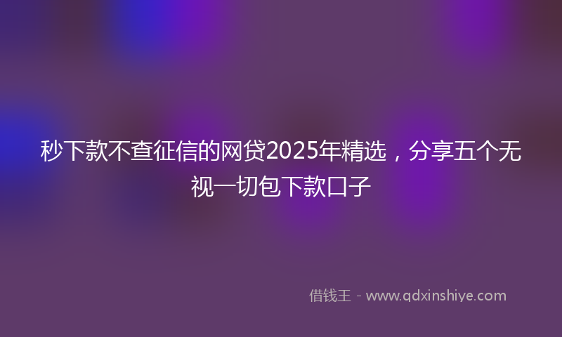 秒下款不查征信的网贷2025年精选，分享五个无视一切包下款口子