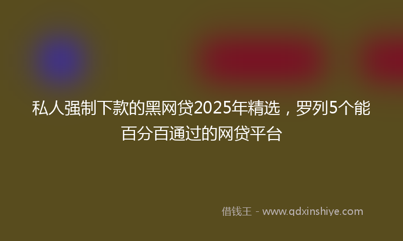 私人强制下款的黑网贷2025年精选，罗列5个能百分百通过的网贷平台