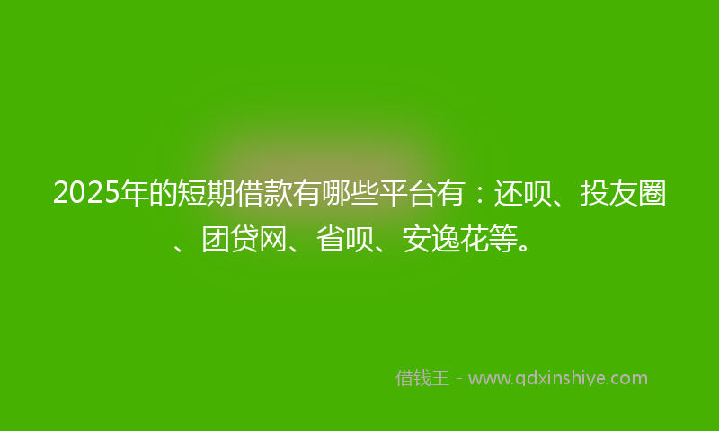 2025年的短期借款有哪些平台有:还呗、投友圈、团贷网、省呗、安逸花等。
