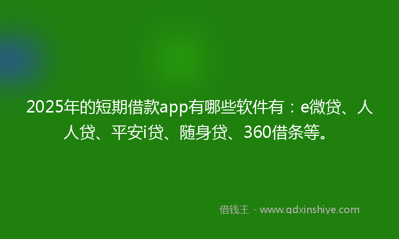 2025年的短期借款app有哪些软件有：e微贷、人人贷、平安i贷、随身贷、360借条等。
