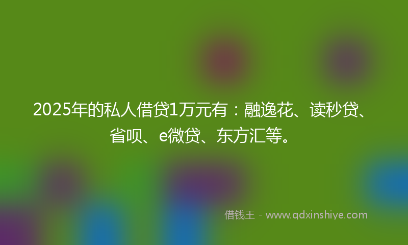 2025年的私人借贷1万元有:融逸花、读秒贷、省呗、e微贷、东方汇等。
