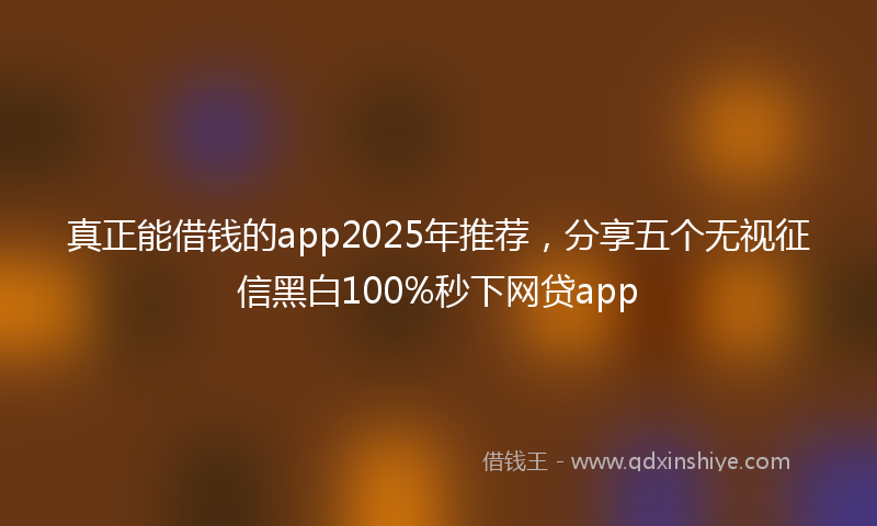 真正能借钱的app2025年推荐，分享五个无视征信黑白100%秒下网贷app