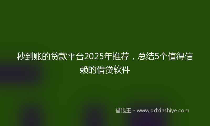 秒到账的贷款平台2025年推荐，总结5个值得信赖的借贷软件