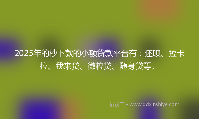 2025年的秒下款的小额贷款平台有：还呗、拉卡拉、我来贷、微粒贷、随身贷等。