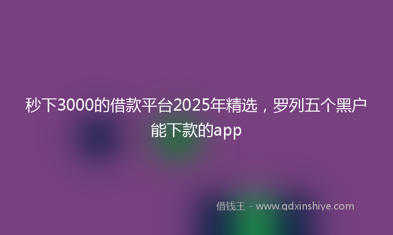 秒下3000的借款平台2025年精选，罗列五个黑户能下款的app