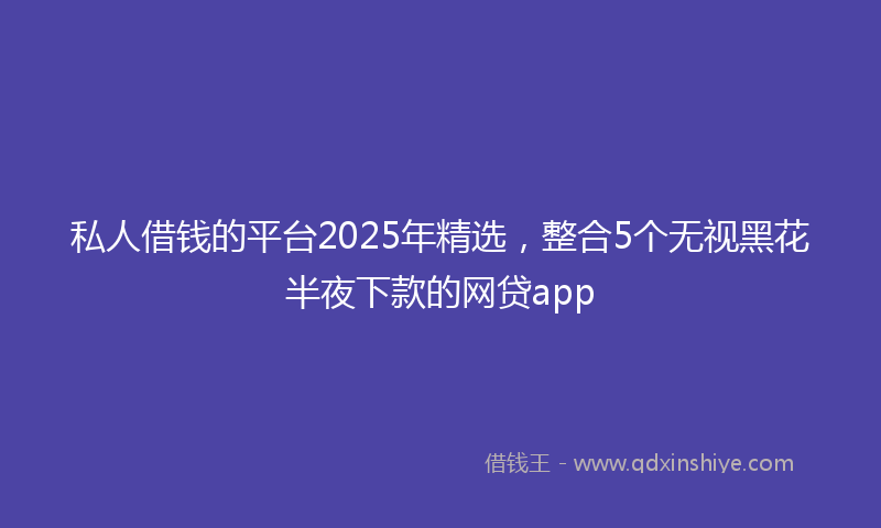 私人借钱的平台2025年精选，整合5个无视黑花半夜下款的网贷app