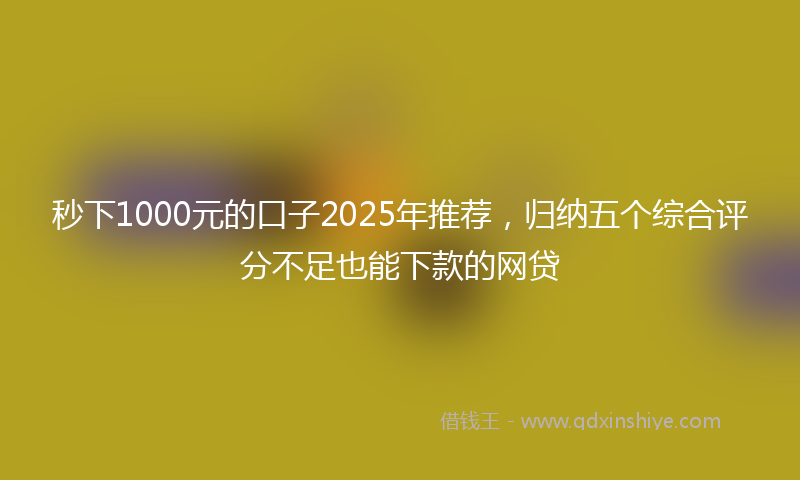 秒下1000元的口子2025年推荐，归纳五个综合评分不足也能下款的网贷
