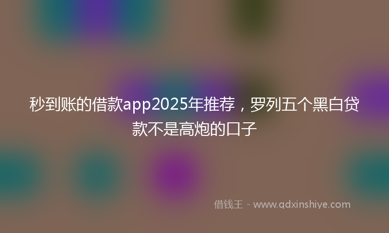 秒到账的借款app2025年推荐，罗列五个黑白贷款不是高炮的口子