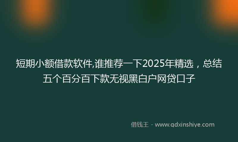 短期小额借款软件,谁推荐一下2025年精选，总结五个百分百下款无视黑白户网贷口子